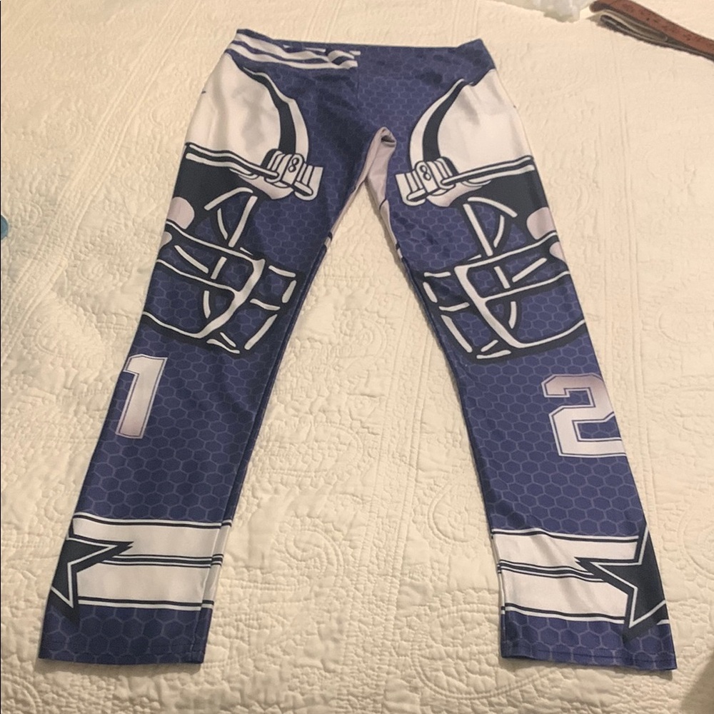 Women Cowboys Sporty Blue and White Leggings Size Small/Medium